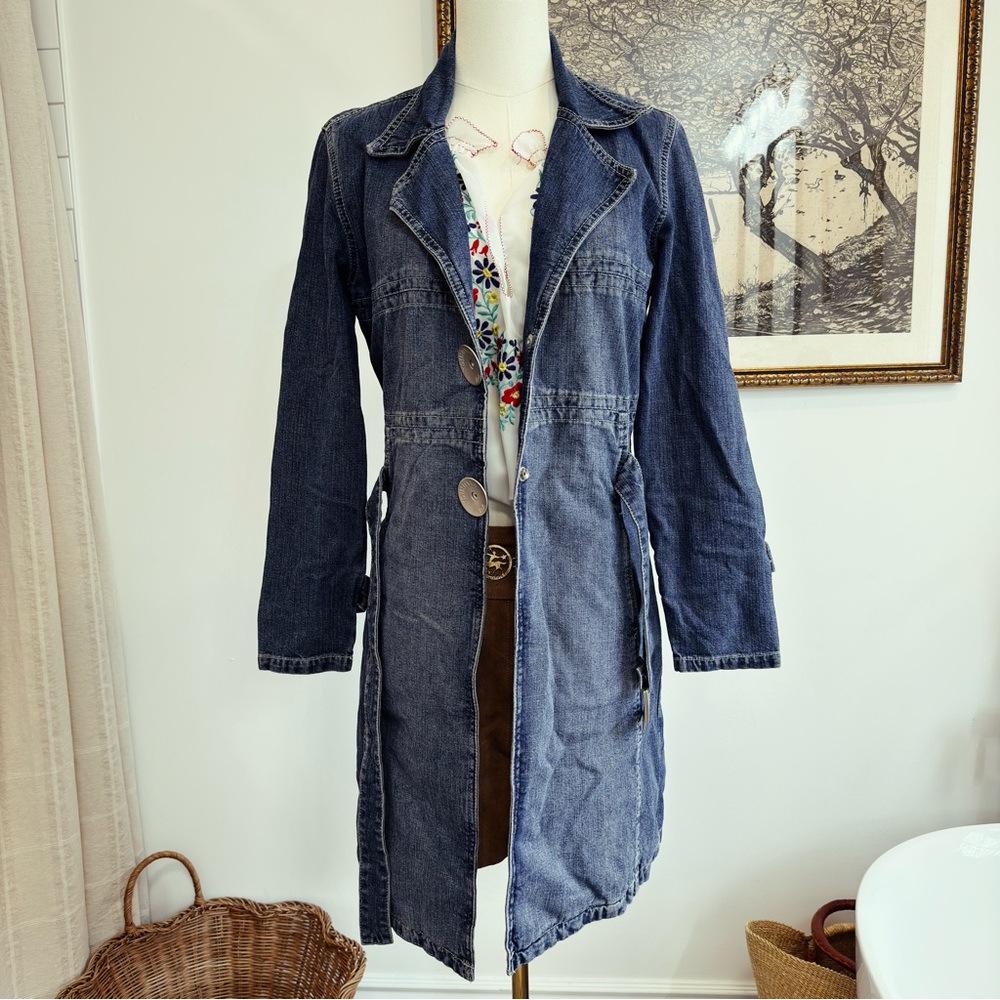 ✨ FREE PEOPLE vintage denim jacket trench